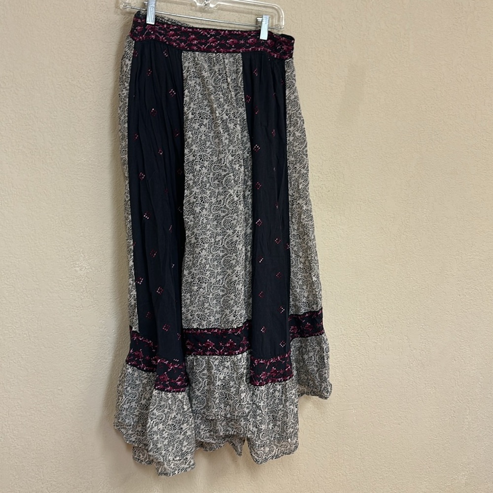 Free People Black and Cream Patchwork Maxi Skirt - Picture 4 of 6